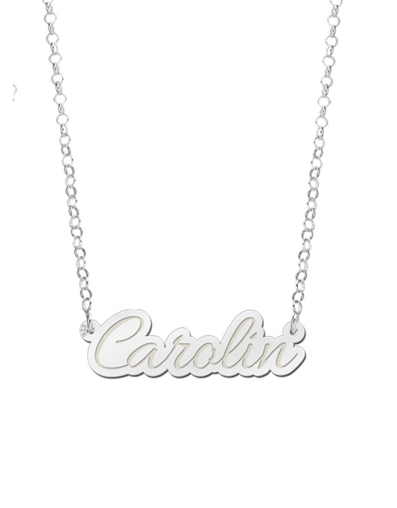 Zilveren naamketting model Carolin