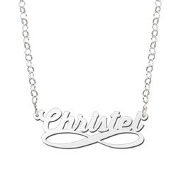 Zilveren naamketting model Christel infinity