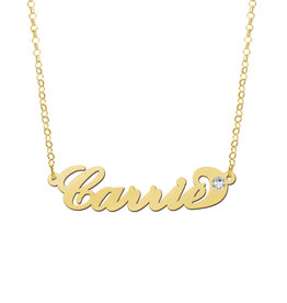 14 karaats - Gouden naamketting model Carrie Zirkonia
