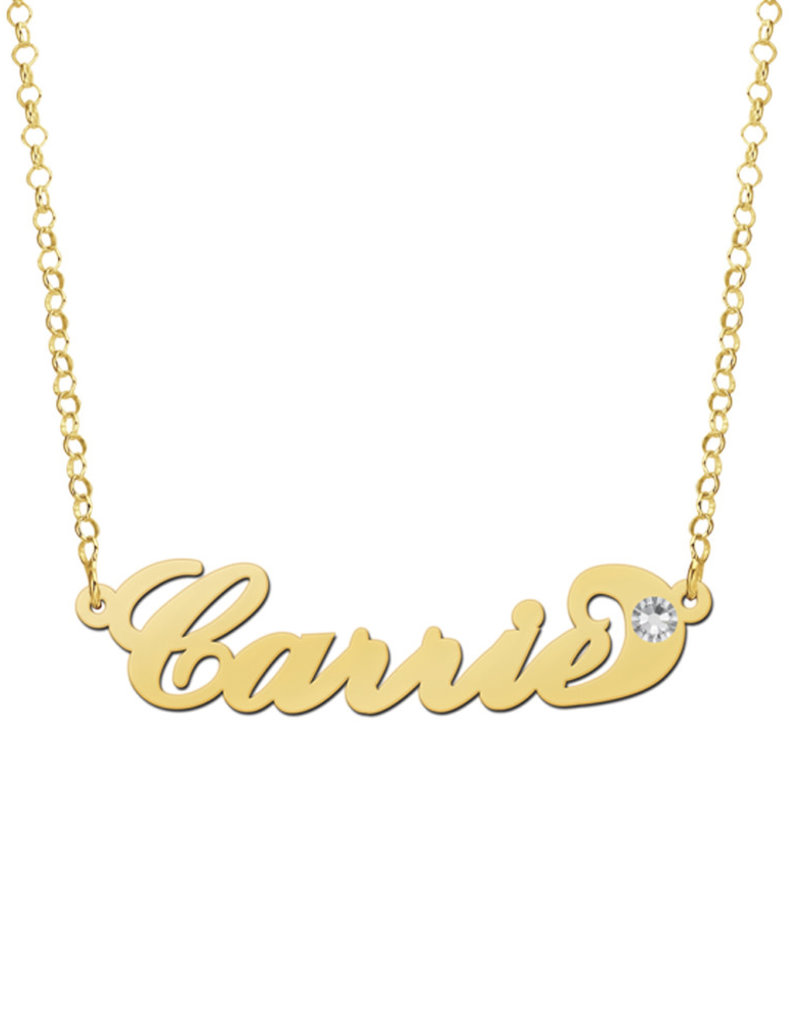 Gouden naam ketting Carrie zirkonia