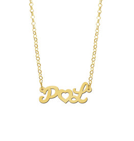 14 karaats - Gouden naamketting initialen met hart