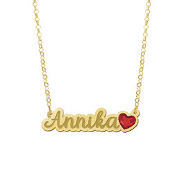 14 karaats - Gouden naamketting met hartjes steen model Annika
