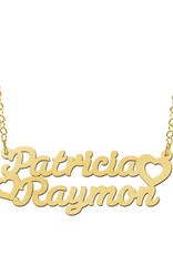 Gouden naamketting model Patricia Raymon