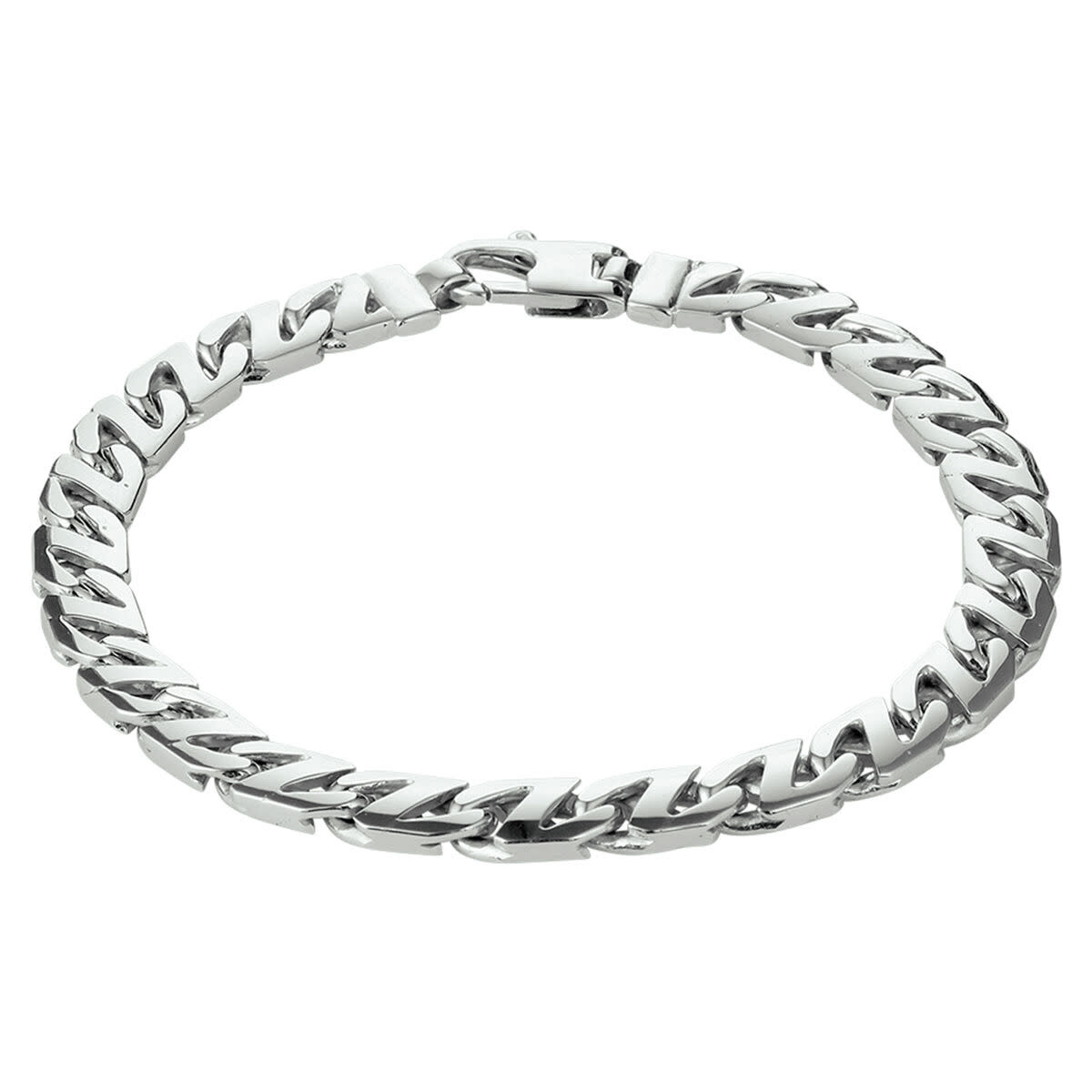 Zilveren armband Gerhodineerd - Geplet Gourmet - 6,6 mm - 21 cm - Juwelier Marleen Peters