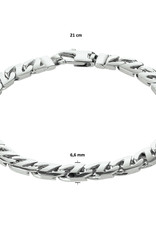 Zilveren heren armband - Gerhodineerd - Geplet Gourmet - 6,6 mm - 21 cm