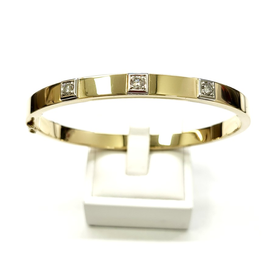 Occasions by Marleen Occasions by Marleen - 14 karaats - Gouden bangle - Briljant - Scharnier - 8tje - Maat 62