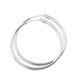 Zilveren oorringen - Gerhodineerd - 2,0 mm - Ronde buis - 39 mm