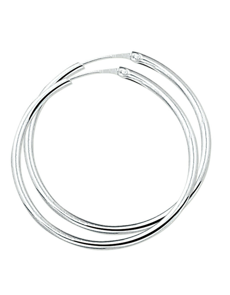 Zilveren oorringen - Gerhodineerd - 2,0 mm - Ronde buis - 39 mm