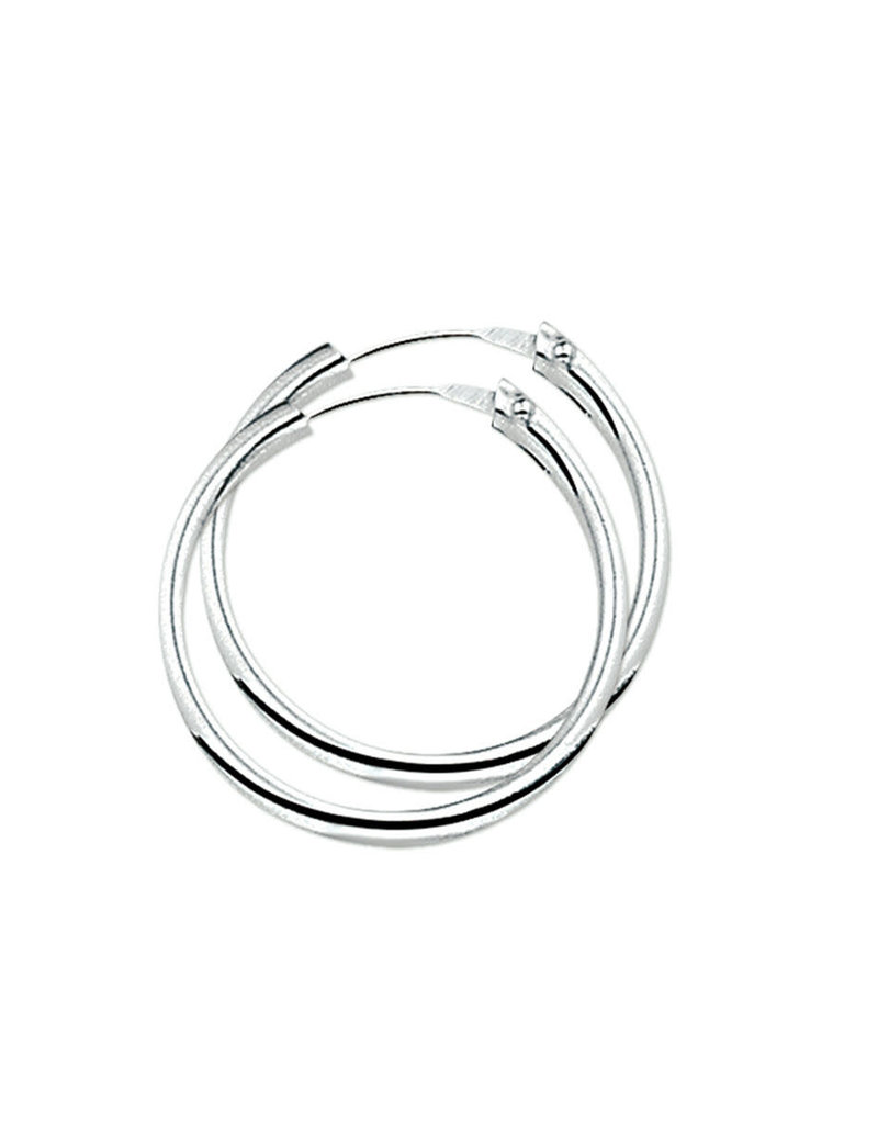 Zilveren oorringen - Gerhodineerd - 2,0 mm - Ronde buis - 24 mm