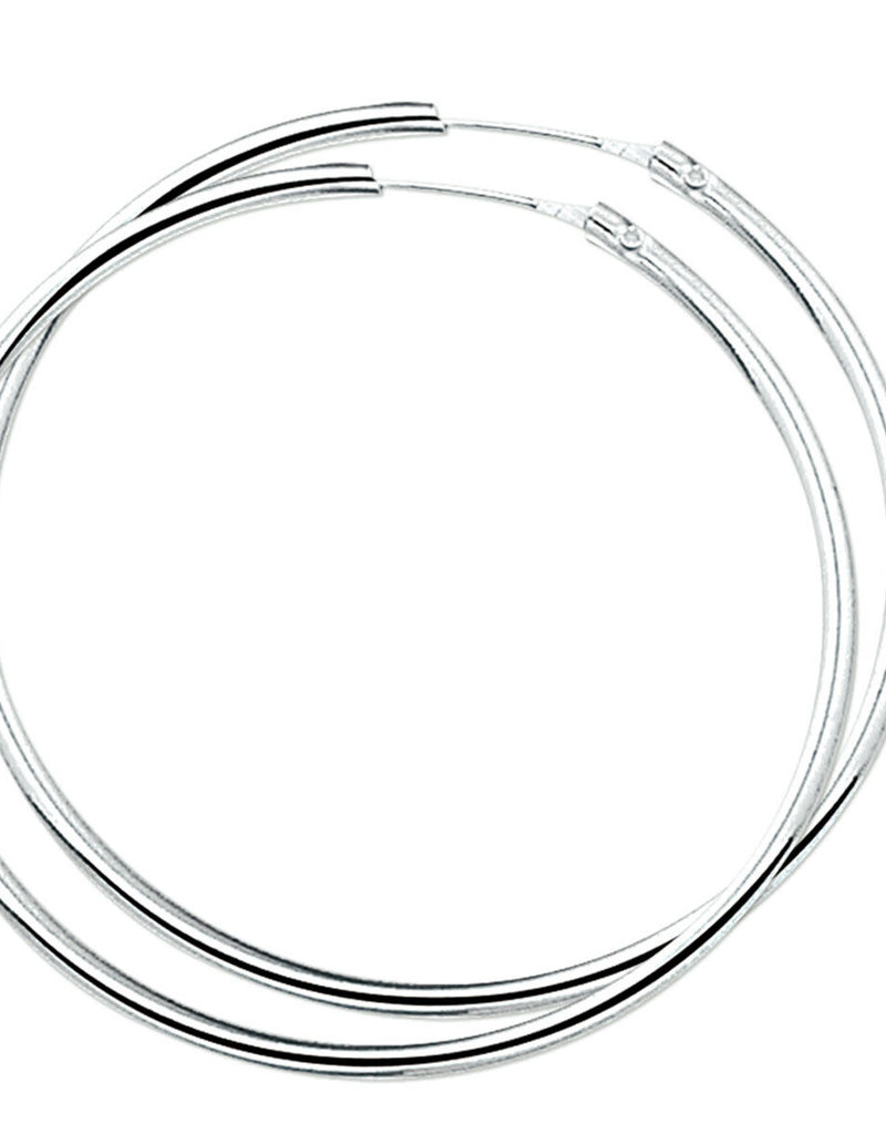 Zilveren oorringen - Gerhodineerd - 2,0 mm - Ronde buis - 54 mm