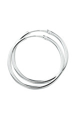 Zilveren oorringen - Gerhodineerd - 2,0 mm - Ronde buis - 34 mm