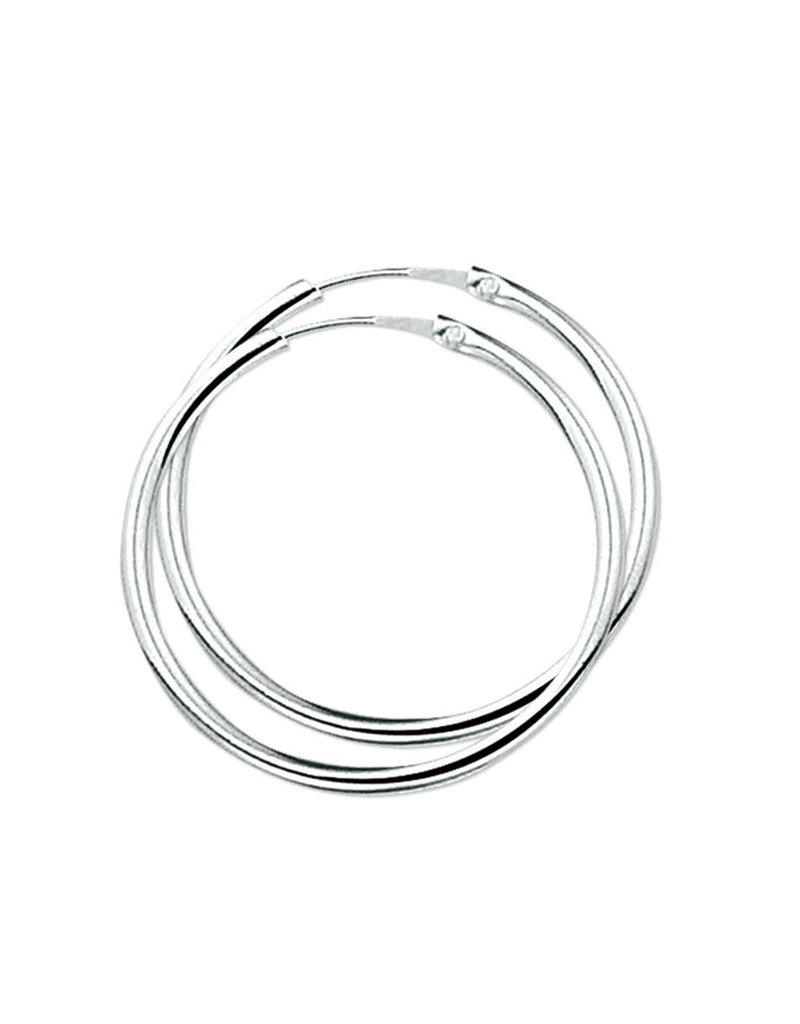 Zilveren oorringen - Gerhodineerd - 2,0 mm - Ronde buis - 34 mm