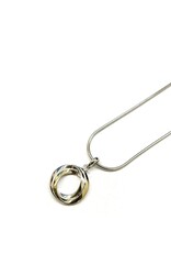 Zilveren collier - Zilver/ vergulde hanger - Ganzend - 45 cm