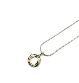 Zilveren collier - Zilver/ vergulde hanger - Ganzend - 45 cm