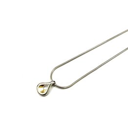 Zilveren collier - Zilver/ vergulde hanger - Mat/Ganzend - 45 cm