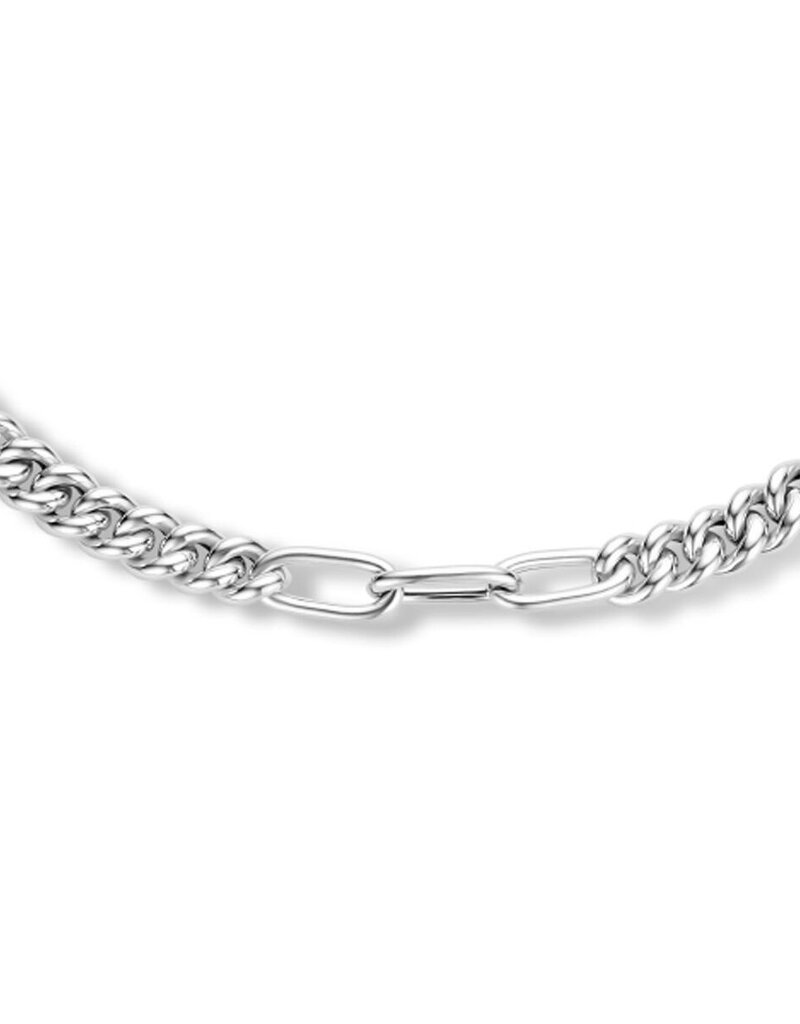 Zilveren collier - Gerhodineerd - Gourmet en Paperclip - 6,8 mm - 45 cm