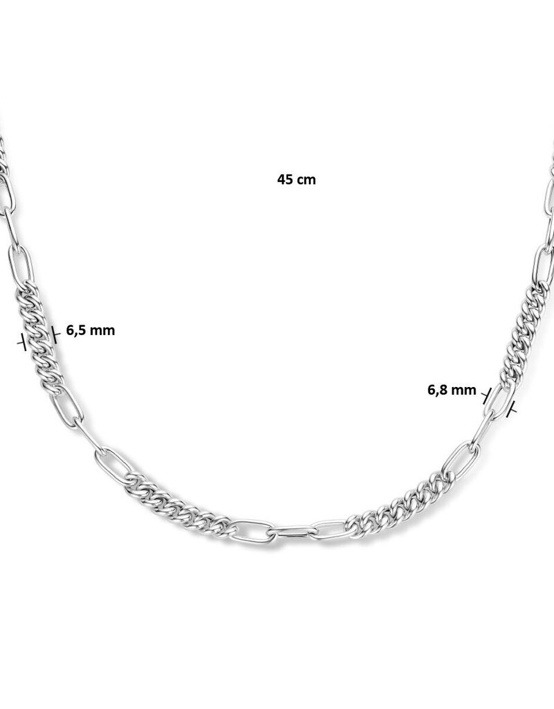 Zilveren collier - Gerhodineerd - Gourmet en Paperclip - 6,8 mm - 45 cm