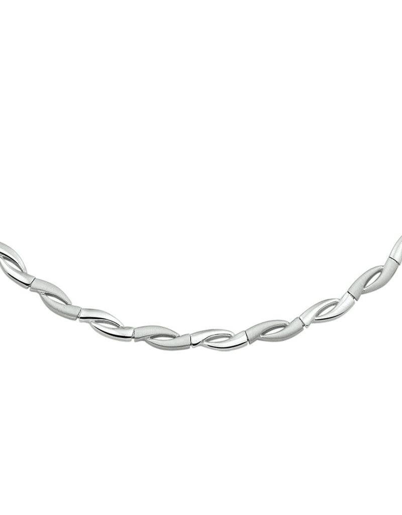 Zilveren collier - Gerhodineerd - Mat/Glanzend - 45 cm