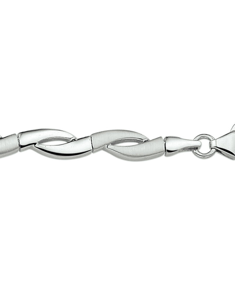 Zilveren armband - Gerhodineerd - Mat/Glanzend - 19 cm