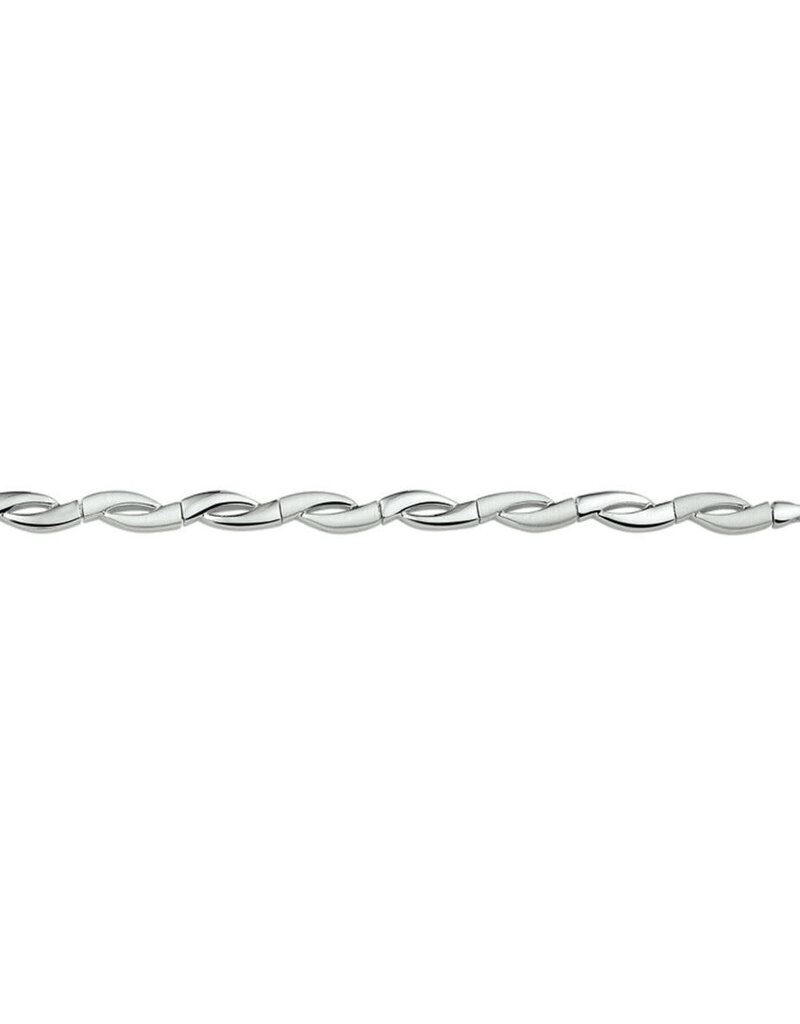Zilveren armband - Gerhodineerd - Mat/Glanzend - 19 cm