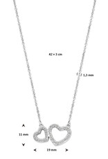 Zilveren collier - Gerhodineerd - Hartjes - Zirkonia - 42/45 cm