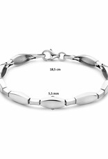 Zilveren armband - Gerhodineerd - Mat/glanzend - 5,5 mm - 18,5 cm