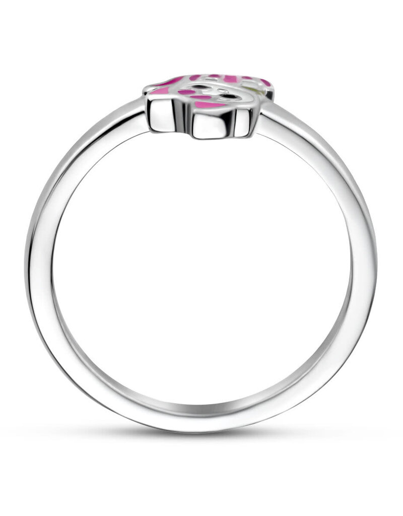 Zilveren kinderring - Gerhodineerd - Poes - Maat 13