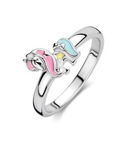 Zilveren kinderring - Gerhodineerd - Eenhoorn - Multicolor - Maat 14