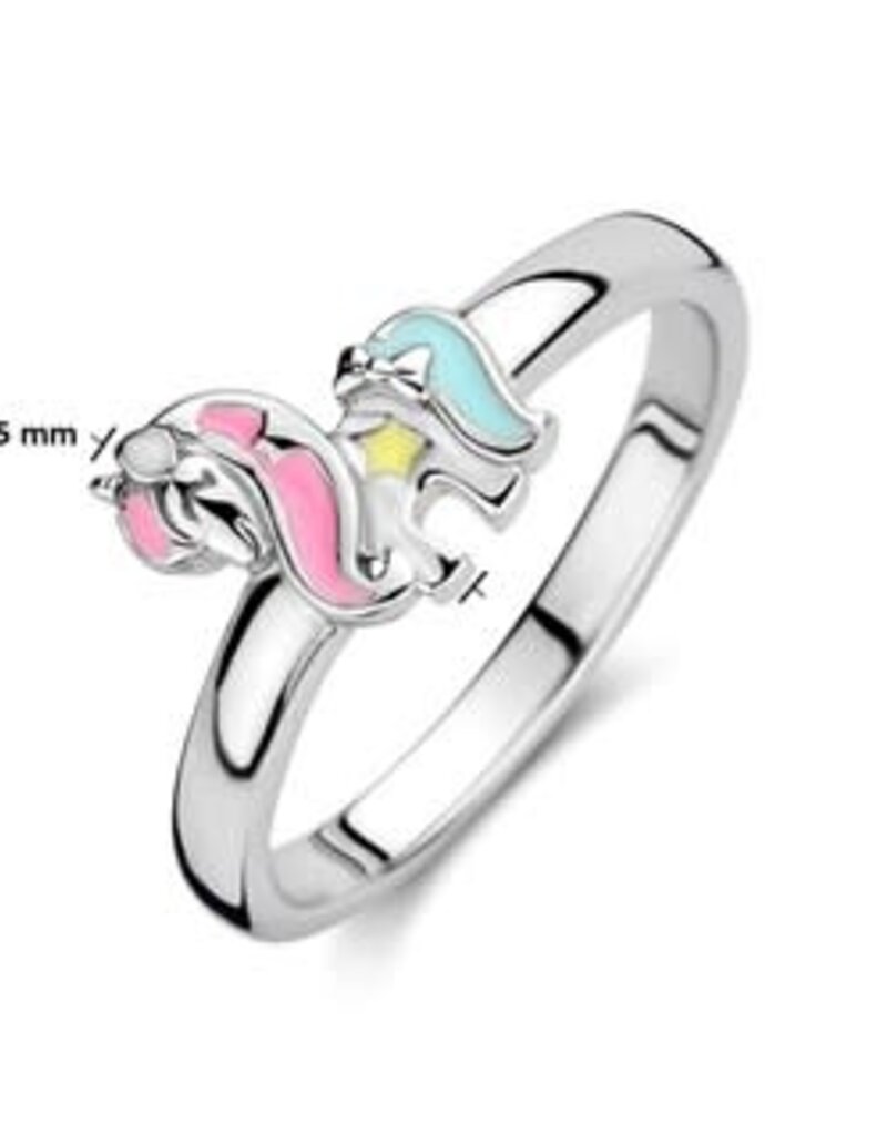 Zilveren ring - Gerhodineerd - Eenhoorn - Multicolor - Maat 14