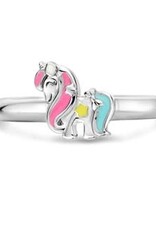 Zilveren kinderring - Gerhodineerd - Eenhoorn - Multicolor - Maat 14