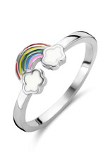 Zilveren kinderring - Gerhodineerd - Emaille - Regenboog  13.5