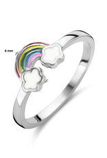 Zilveren ring - Gerhodineerd - Emaille - Regenboog  13.5