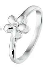 Zilveren kinderring - Gerhodineerd - Bloemetje - Zirkonia - Maat 15