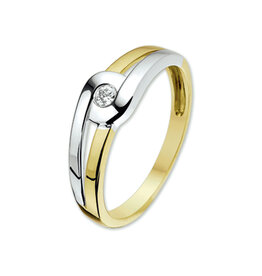 Gouden ring - 14 karaats - Bicolor - Zirkonia - Maat 20