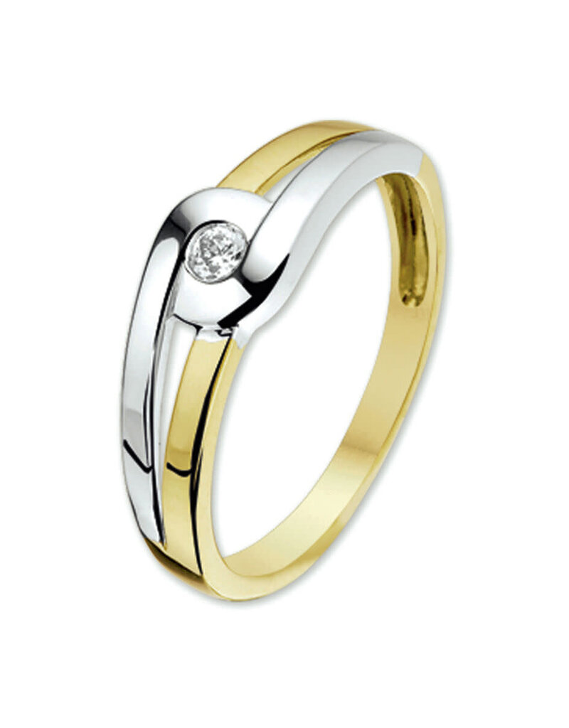 Gouden ring - 14 karaats - Bicolor - Zirkonia - Maat 20