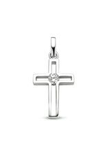 Zilveren hanger - Gerhodineerd - Kruisje - Zirkonia