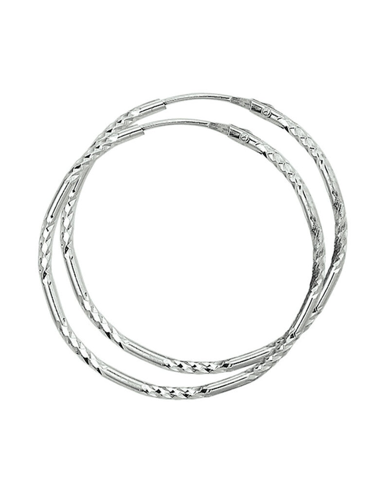 Zilveren oorringen - Gerhodineerd - Gediamanteerd - 35 mm