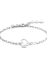 Zilveren armband - Gerhodineerd - Hart en infinity - 16 + 3 cm