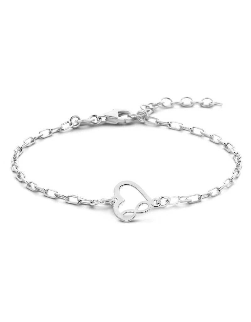 Zilveren armband - Gerhodineerd - Hart en infinity - 16 + 3 cm