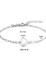 Zilveren armband - Gerhodineerd - Hart en infinity - 16 + 3 cm