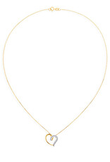 Gouden collier - 14 karaats - Hartje - Bicolor - Zirkonia - 42/45.5 cm