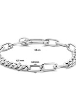 Zilveren Armband - Gerhodineerd - Gourmet en Paperclip - 6,8 mm - 19 cm