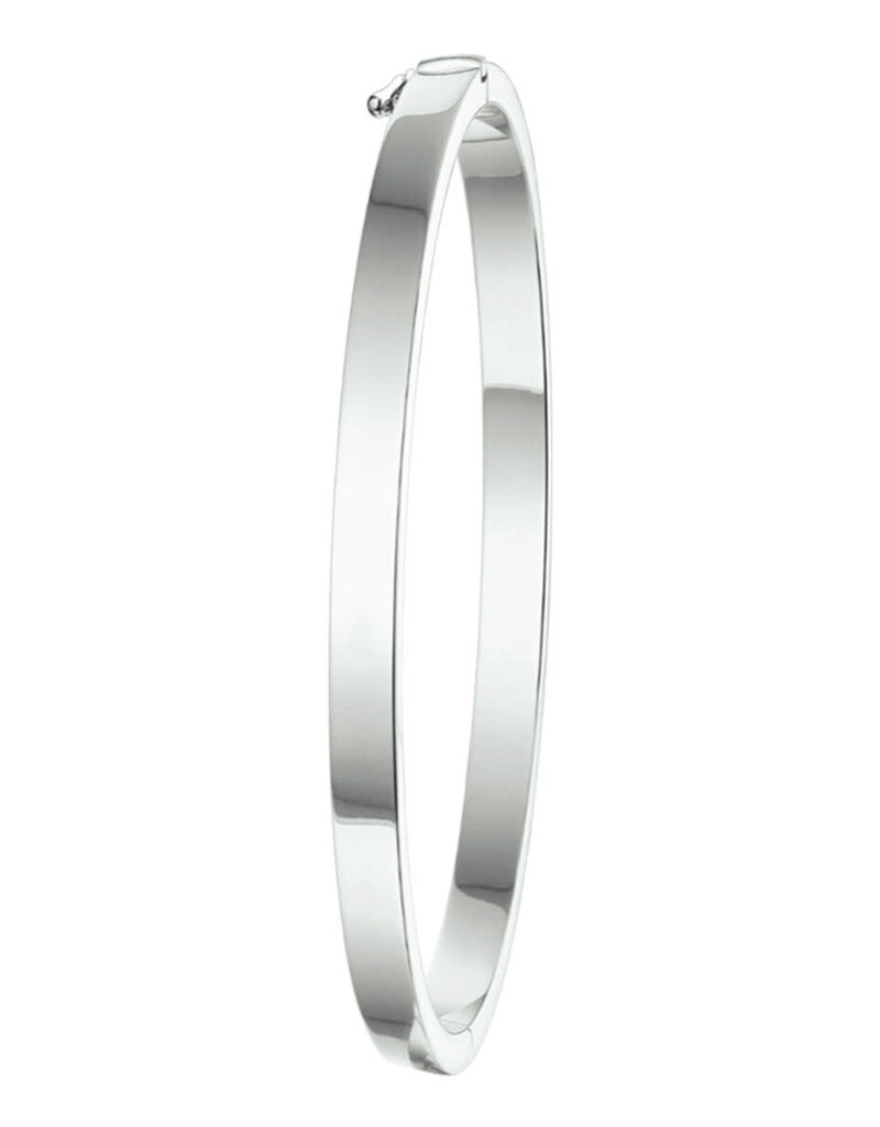 Zilveren bangle  - Gerhodineerd - Vlakke buis - Scharnier - 4 mm - 60 mm