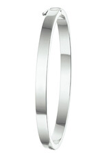 Zilveren bangle - Gerhodineerd - Vlakke buis - Scharnier - 5 mm - 60 mm