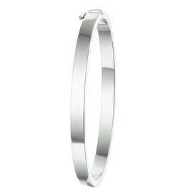 Zilveren bangle - Gerhodineerd - Vlakke buis - Scharnier - 5 mm - 60 mm
