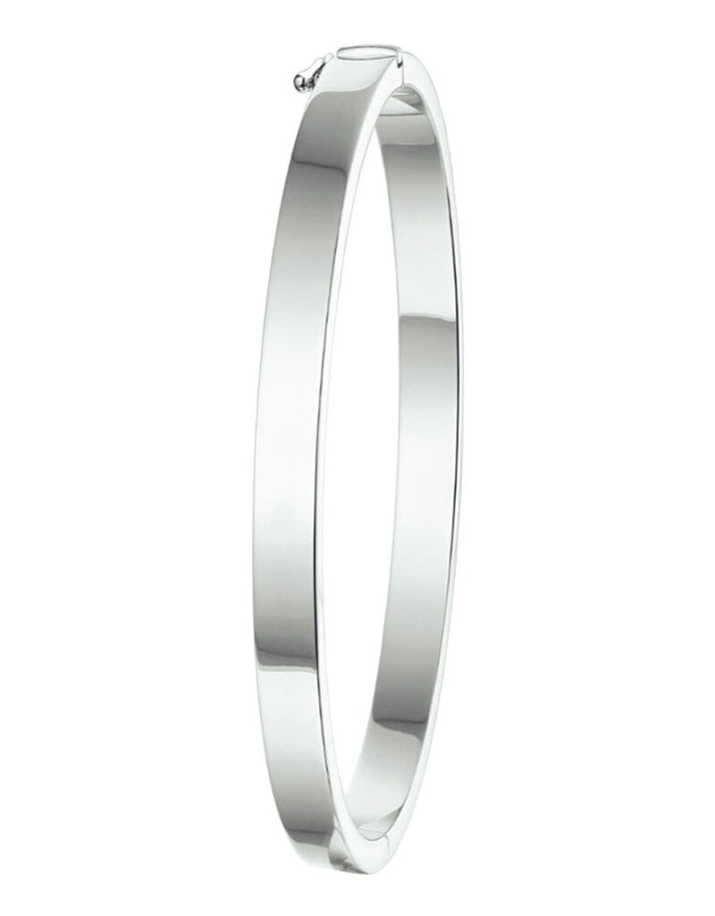 Zilveren bangle - Gerhodineerd - Vlakke buis - Scharnier - 5 mm - 60 mm