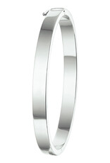 Zilveren bangle - Gerhodineerd - Vlakke buis - Scharnier - 6 mm - 60 mm