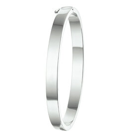 Zilveren bangle - Gerhodineerd - Vlakke buis - Scharnier - 6 mm - 60 mm