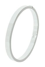 Zilveren bangle - Gerhodineerd - Vlakke buis - Scharnier - 7 mm - 60 mm