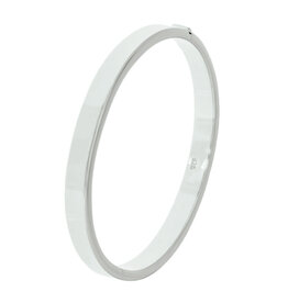 Zilveren bangle - Gerhodineerd - Vlakke buis - Scharnier - 7 mm - 60 mm